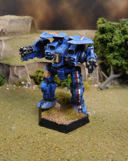 Painted Battletech Rifleman- metal, RAC conversion- Davion Guards