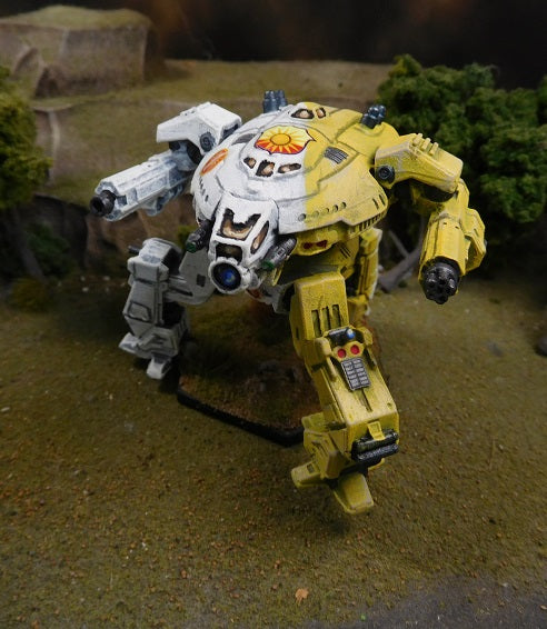 Painted Battletech Ares Tripod Apollo variant, Davion Dawn Guards