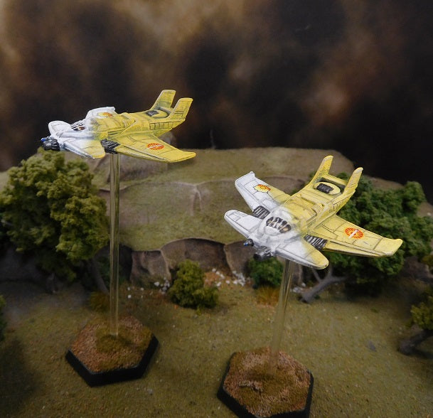 Painted Battletech HammerHead fighters (2) Davion Dawn Guards