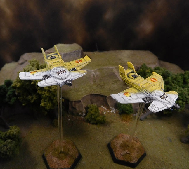 Painted Battletech HammerHead fighters (2) Davion Dawn Guards